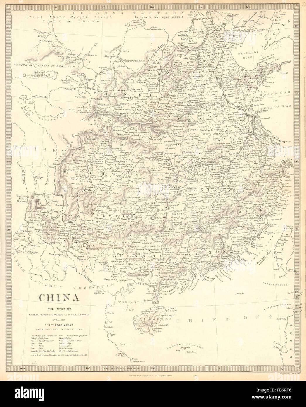 CHINA:From Du Halde Jesuits McCartney Kyaikkami. Formosa Taiwan.SDUK, 1848 map Stock Photo