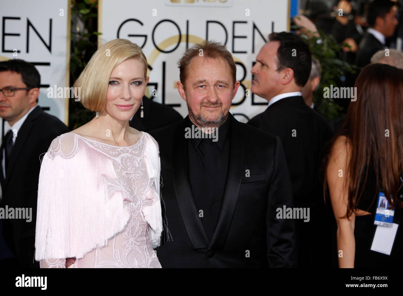 Beverly Hills, USA. 11th Jan, 2016. Actress Cate Blanchett and her husband Andrew Upton arrive for the 73rd Annual Golden Globe Awards at the Beverly Hilton Hotel in Beverly Hills, California, USA, 10 January 2016. Credit:  dpa picture alliance/Alamy Live News Stock Photo