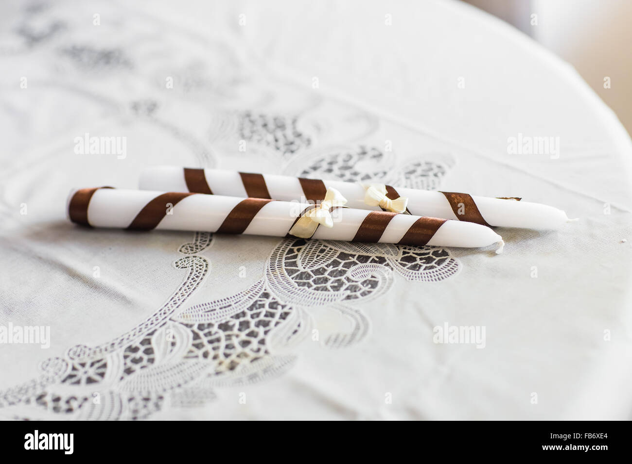 white wedding candles Stock Photo Alamy