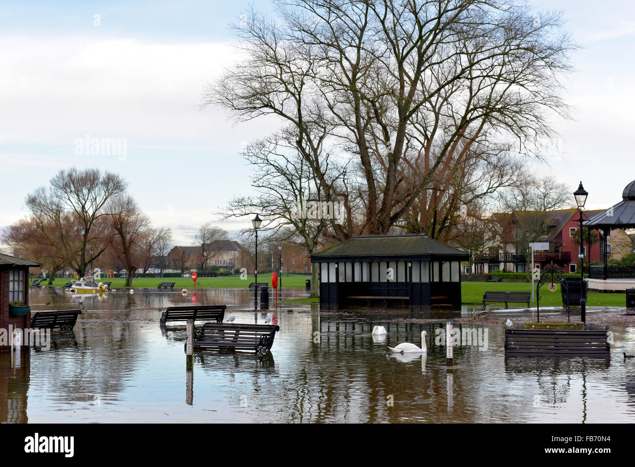 Christchurch, Dorset, UK. 11th Jan, 2016. The Quay and riverside walk
