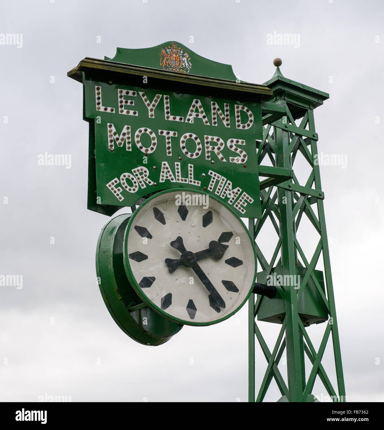 The Leyland Motors Clock, Brewery Arts Centre, Highgate, Kendal, Cumbria, England, UK. Stock Photo