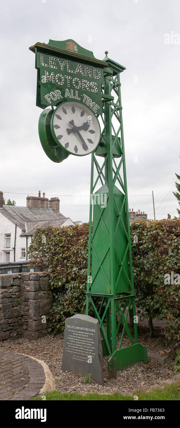 The Leyland Motors Clock, Brewery Arts Centre, Highgate, Kendal, Cumbria, England, UK. Stock Photo