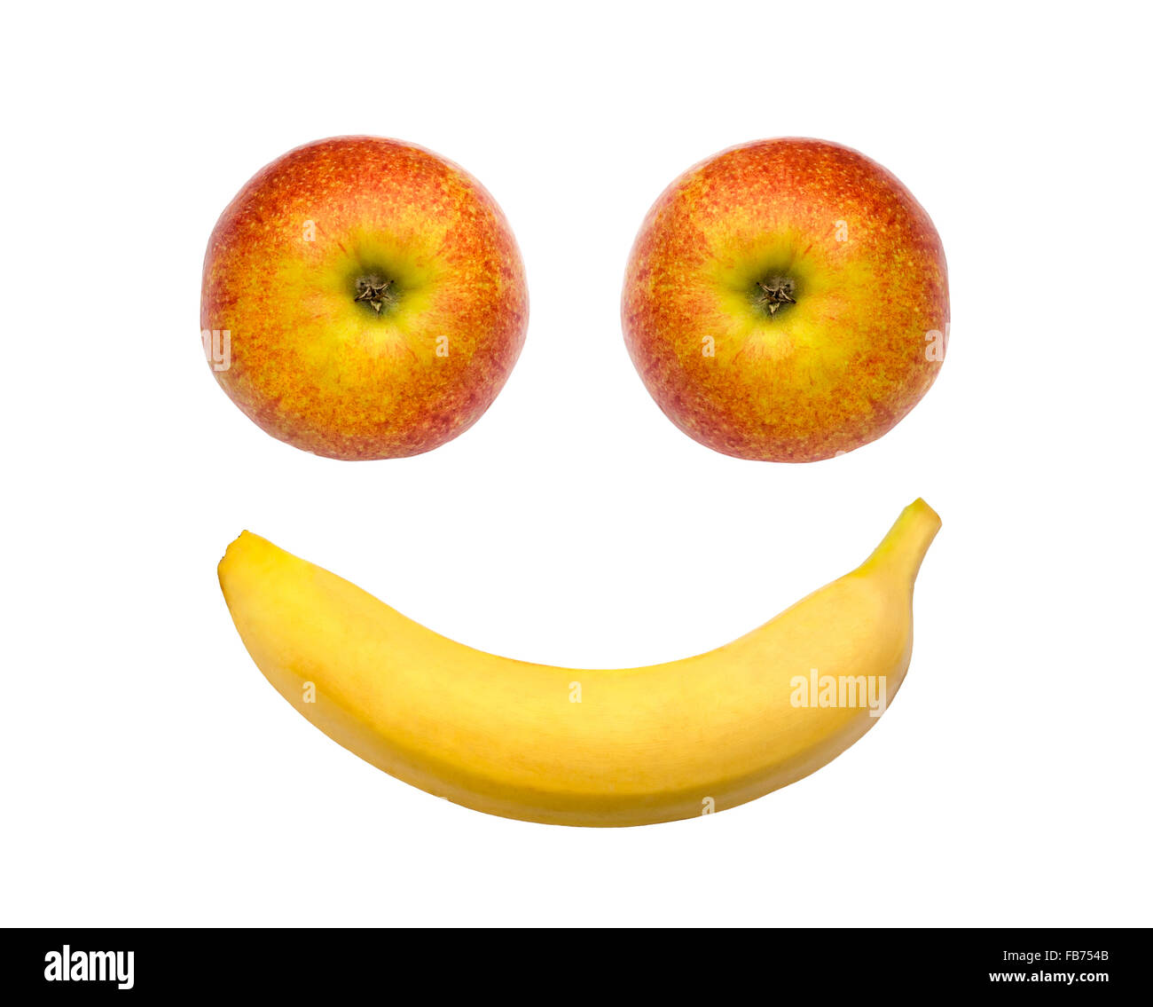 Happy fruit face - apple, banana Stock Photo