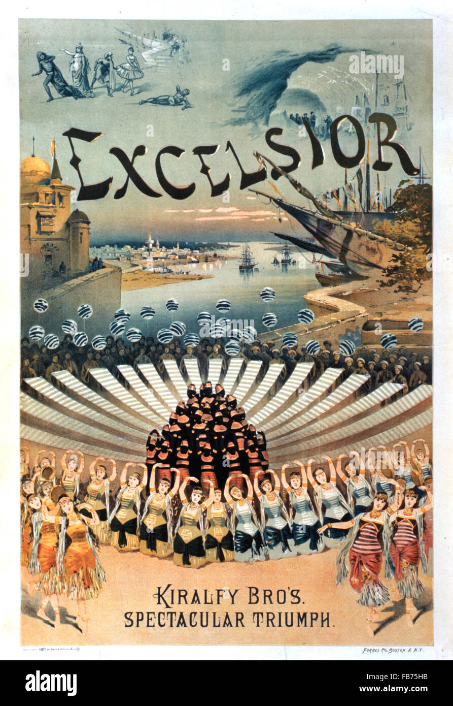 Kiralfy Brothers' Spectacular Triumph, Excelsior, Poster, circa 1883 Stock Photo