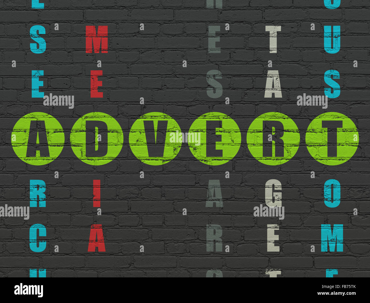 Advertising concept Advert in Crossword Puzzle Stock Photo Alamy