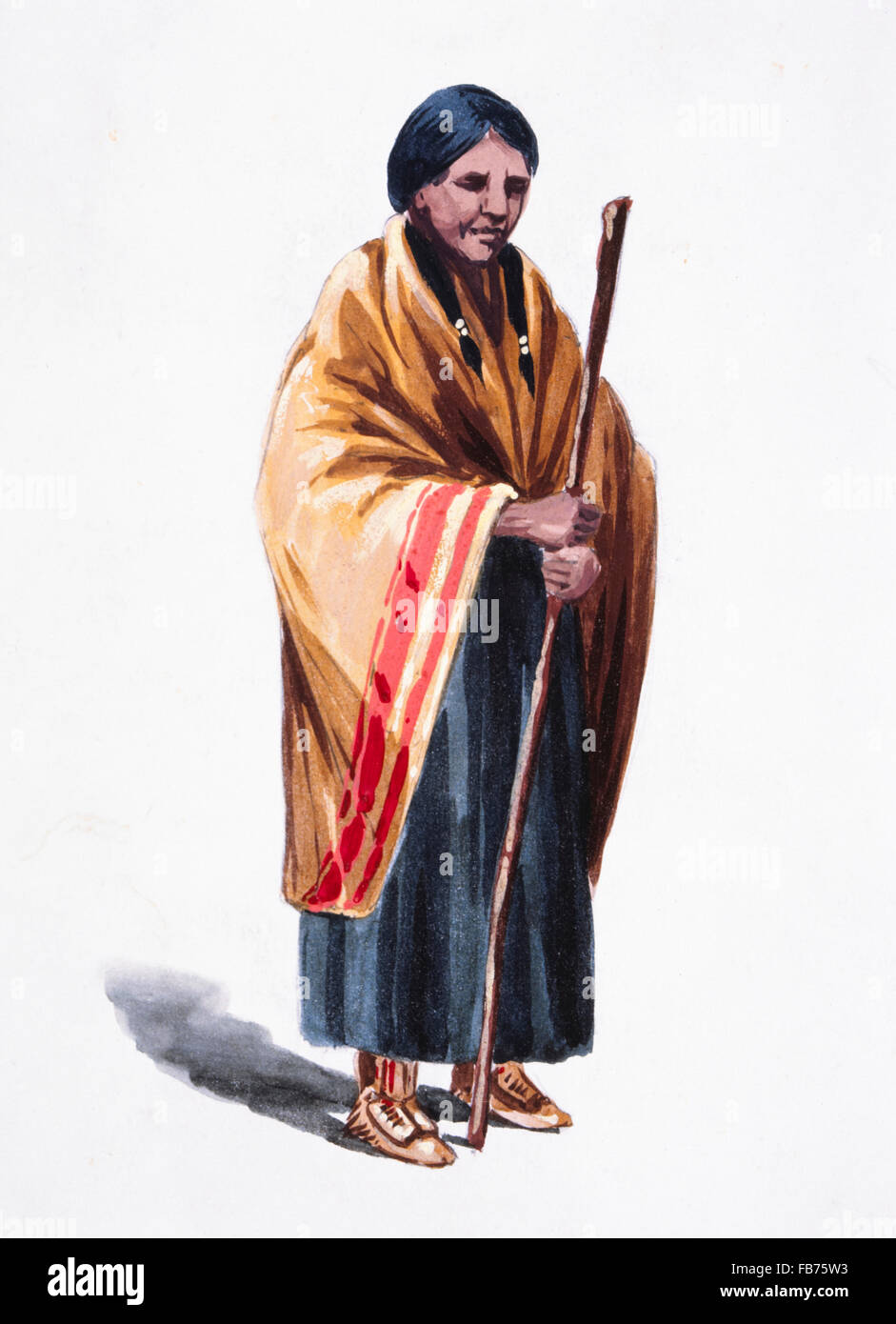 Native American Woman, by William L. Wells for 1893 Columbian Exposition Pageant, Chicago, Illinois, USA, Watercolor, 1892 Stock Photo