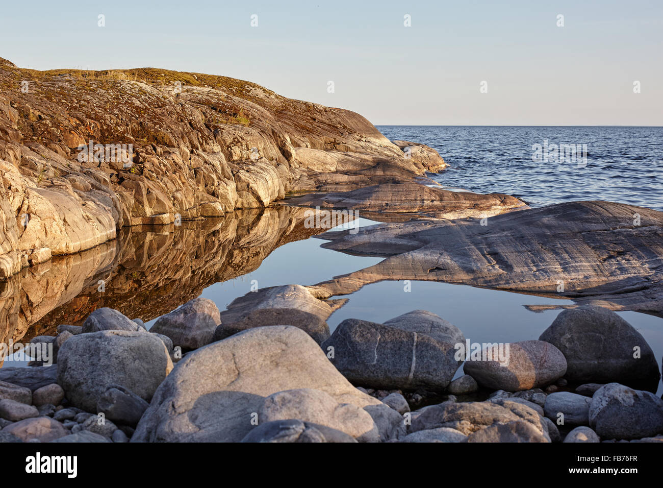 Ladoga lake skerries water northern rock wildlife hires stock