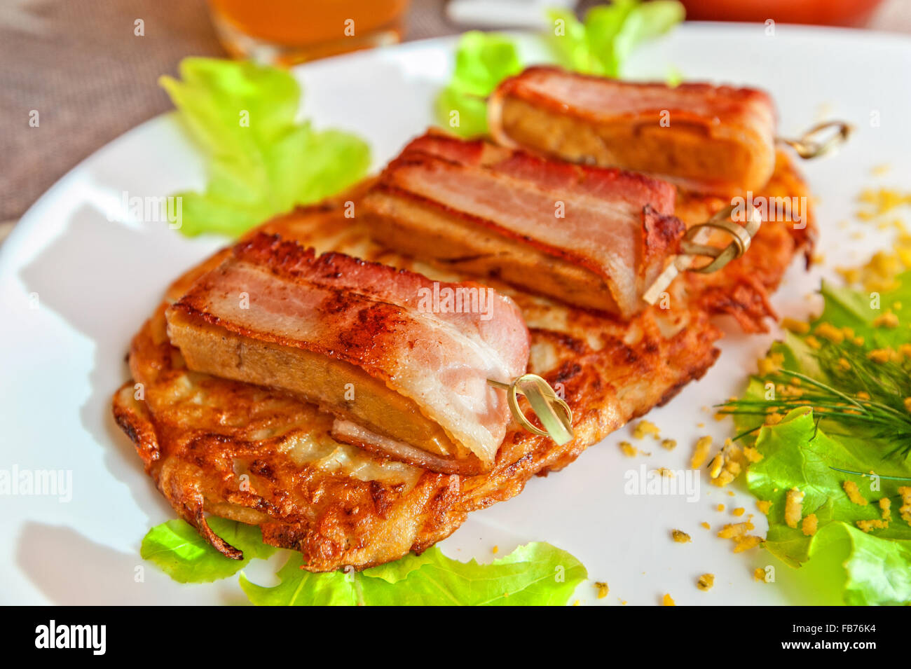 veal meat with bacon Stock Photo Alamy