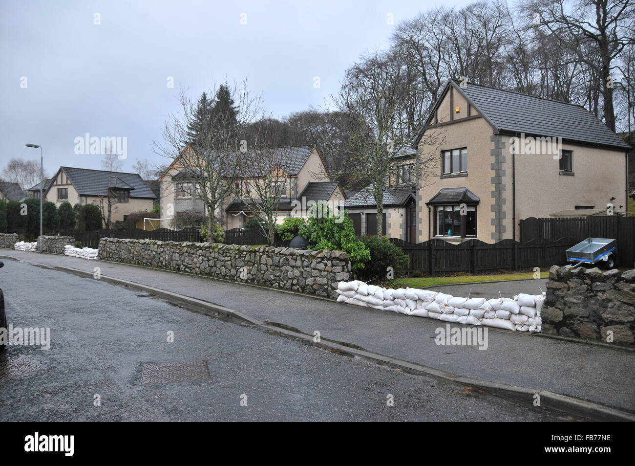 Sand bags at Port Elphinstone Stock Photo Alamy