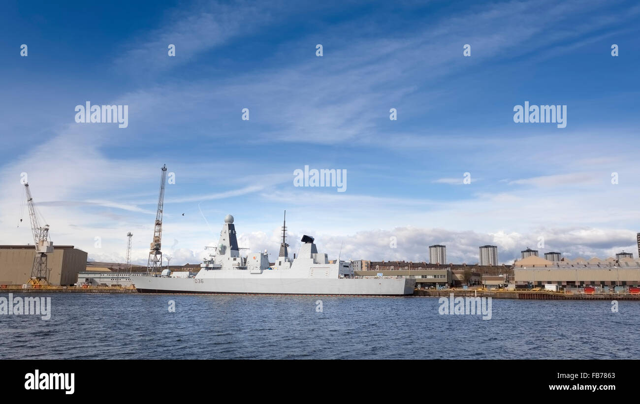 HMS Defender (D36) Type 45 or Daring-class Royal Navy air-defence destroyer.  Model Release: No.  Property Release: No. Stock Photo