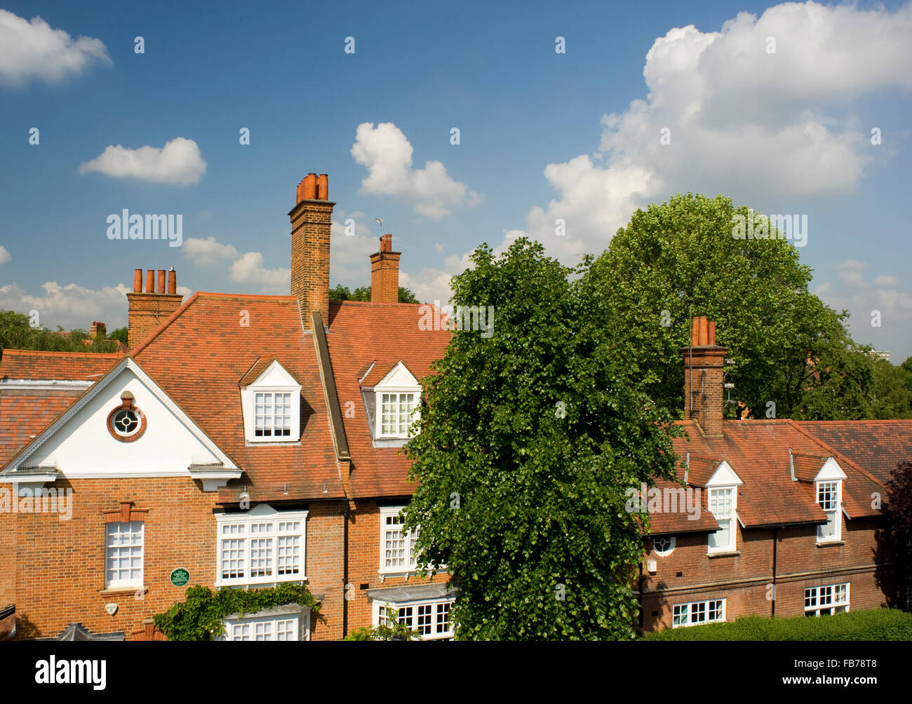 An aerial view of Arts and Crafts style houses in Bedford Park, Chiswick, London, UK Stock Photo