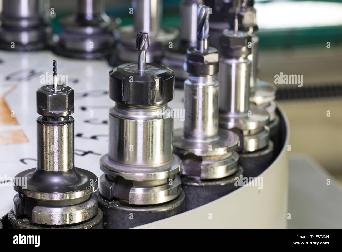 CNC industrial metal work bore cutting tool on automated lathe changer