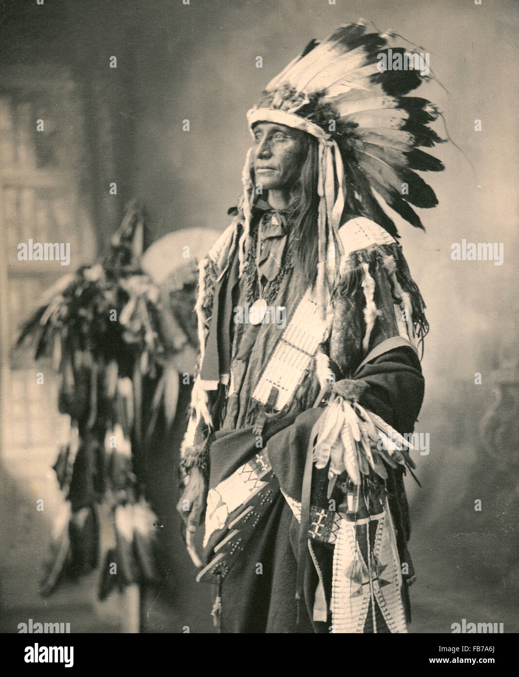 Native American Indian, Poor Dog, Sioux Indian Stock Photo