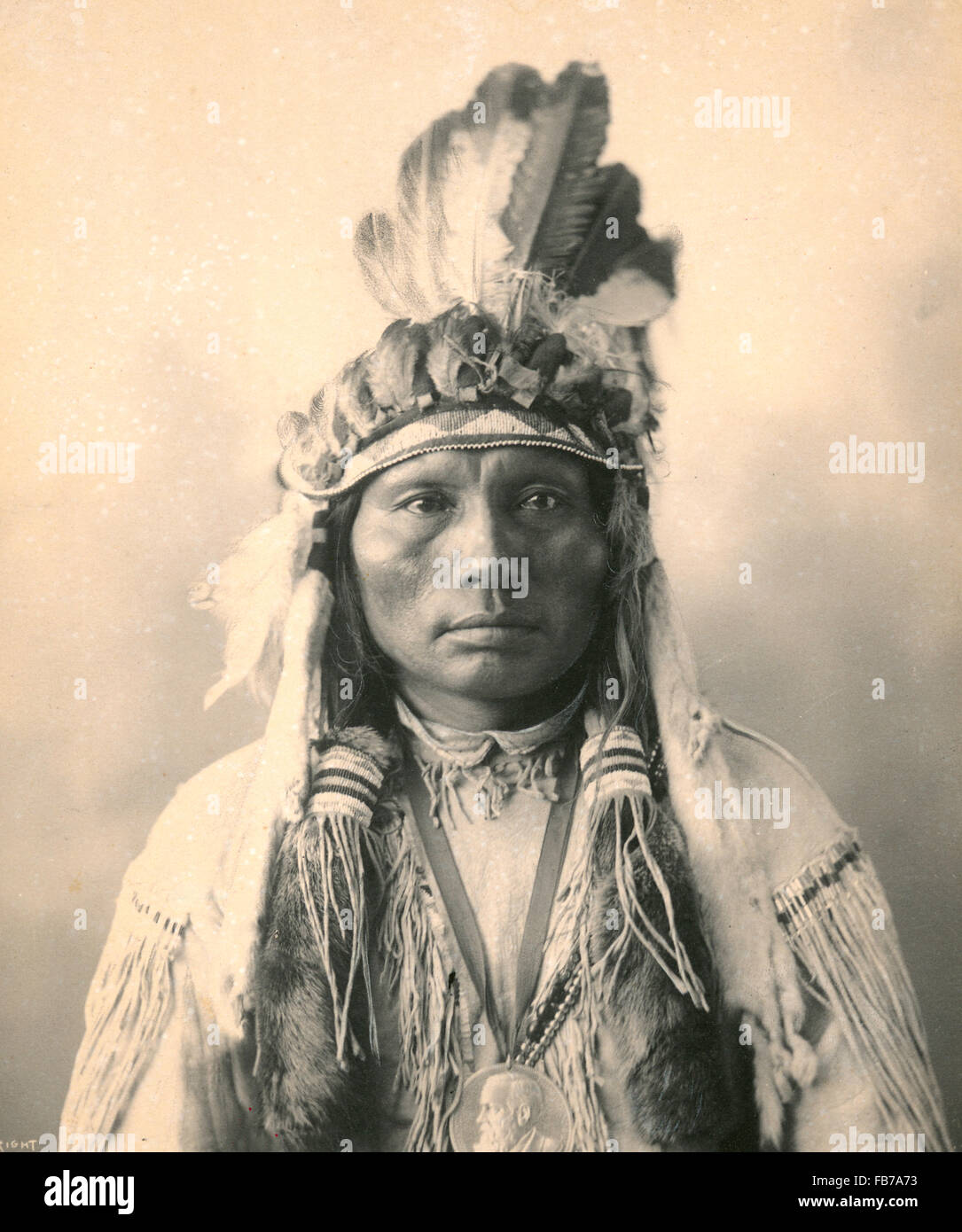 Native American Indian, Three Fingers, Cheyenne Indian Stock Photo