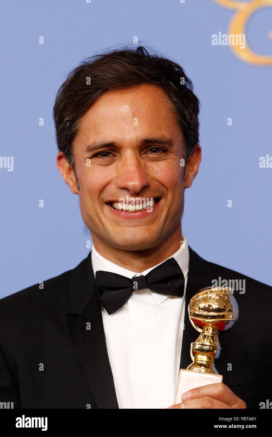 Actor Gael Garcia Bernal poses in the press room of the 73rd Annual