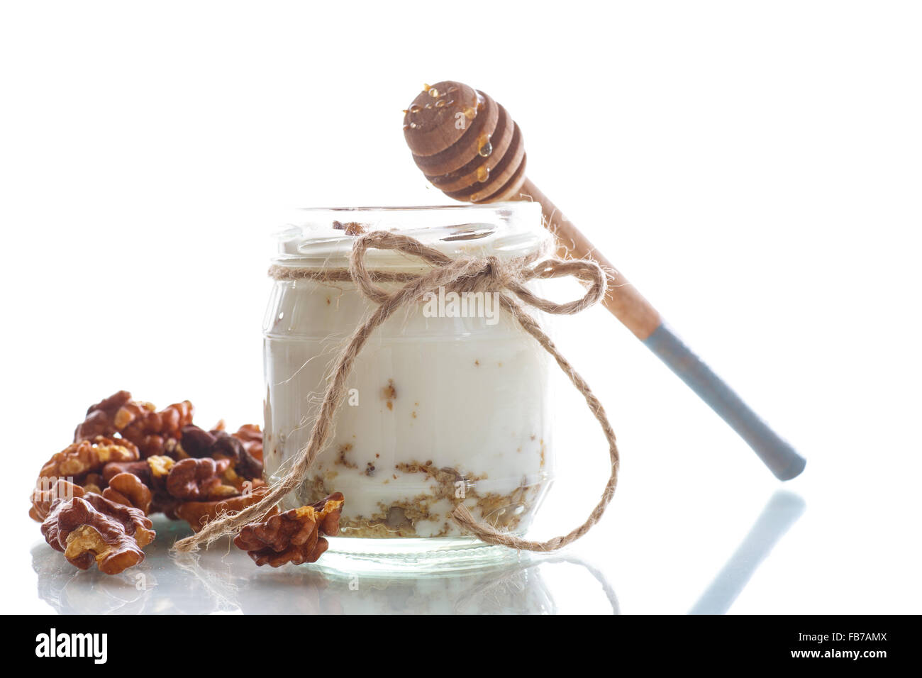 Natural fresh yogurt with nuts and honey Stock Photo Alamy