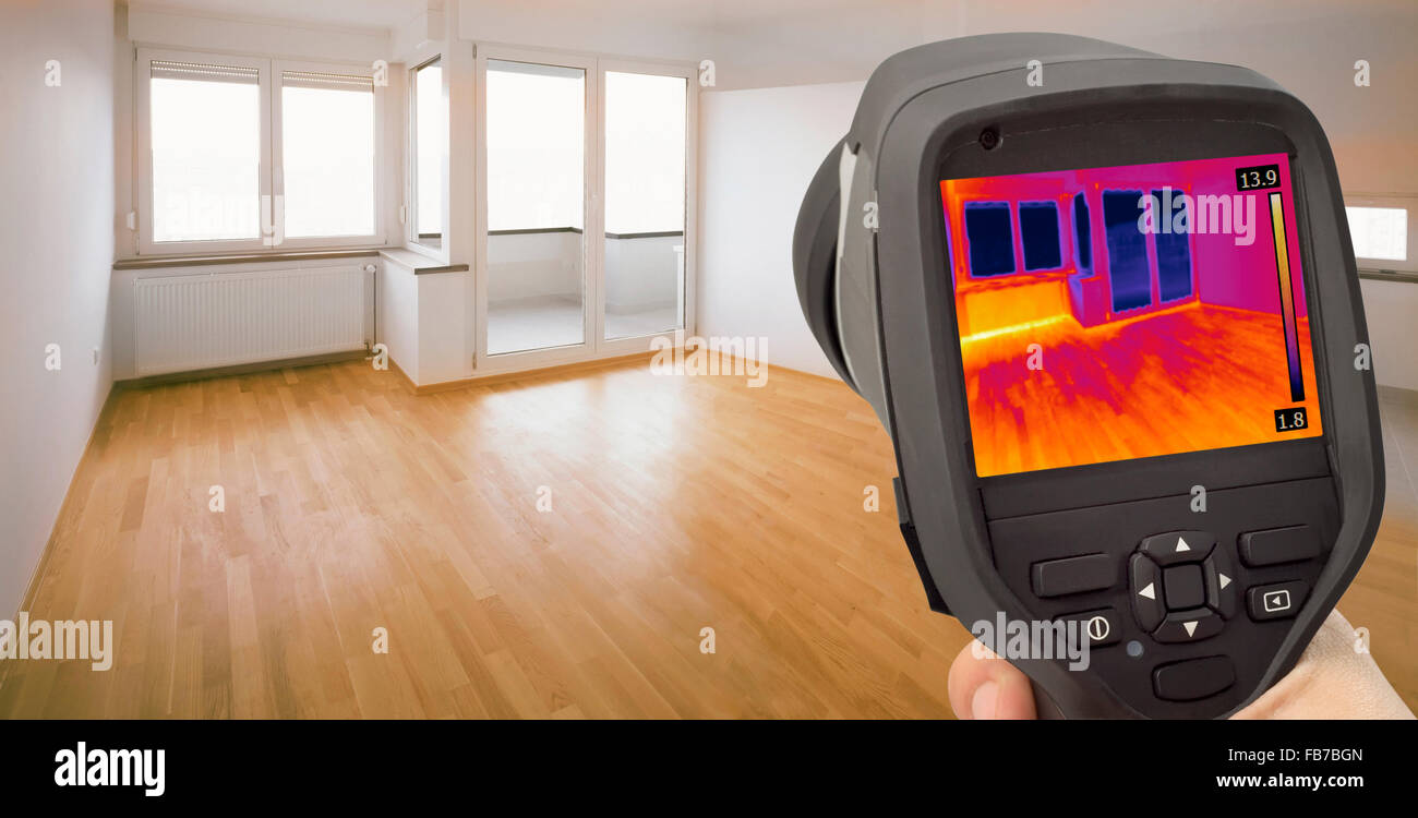 Thermal Image of Heat Leak thru Windows Stock Photo Alamy