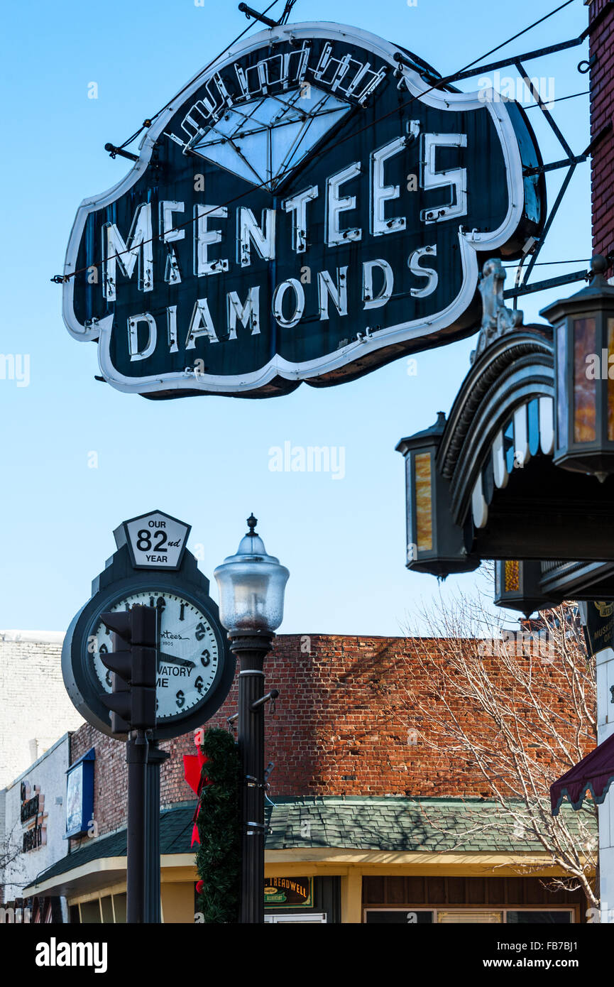 McEntee's Diamonds sign in downtown Muskogee, Oklahoma, USA. Stock Photo