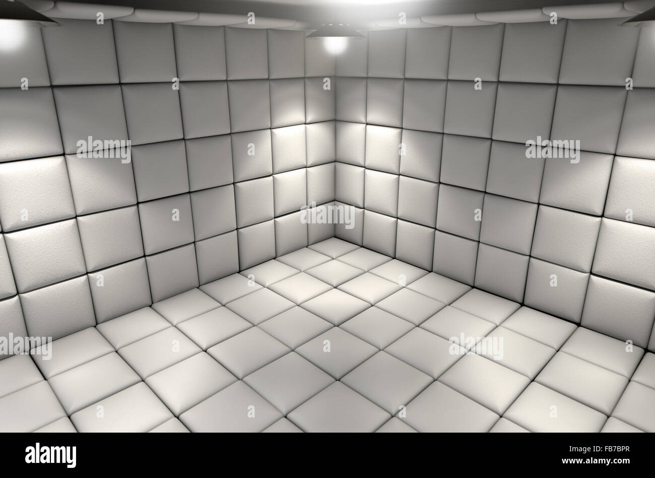 A white padded cell in a mental hospital Stock Photo