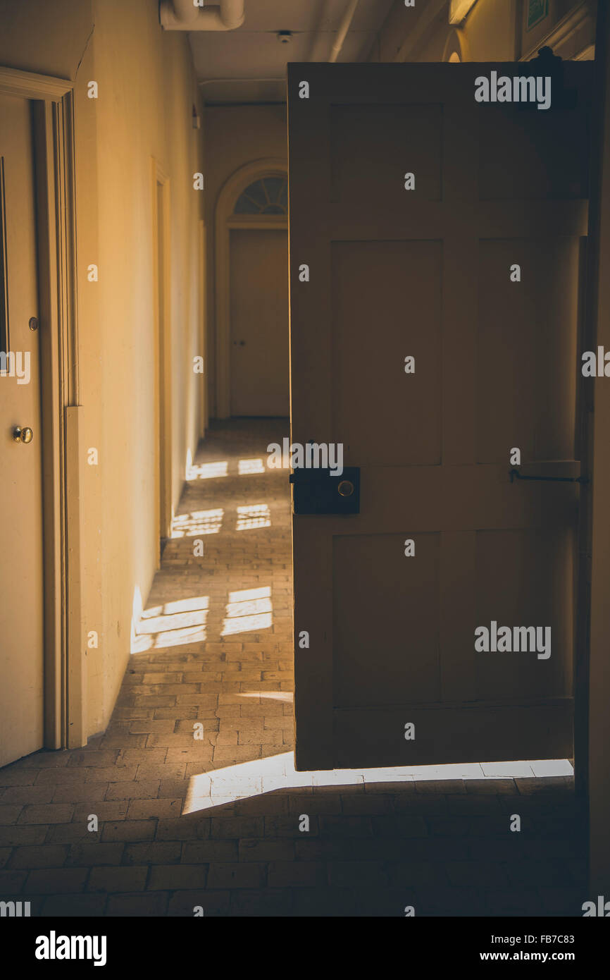 Open door at corridor Stock Photo Alamy