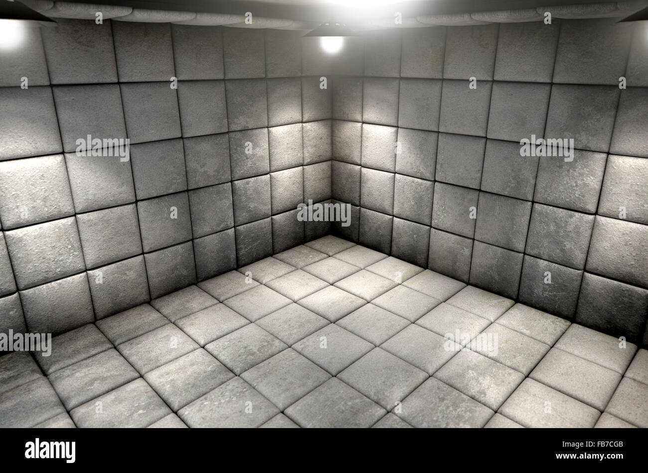 A Dirty White Padded Cell In A Mental Hospital Stock Photo