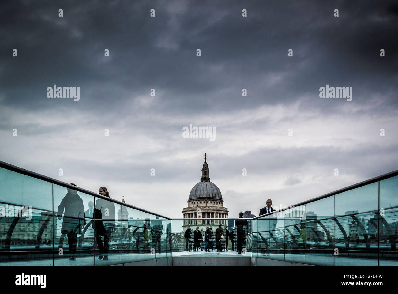 St Paul's Cathedral viewed from Millennium Bridge, London, UK. Stock Photo