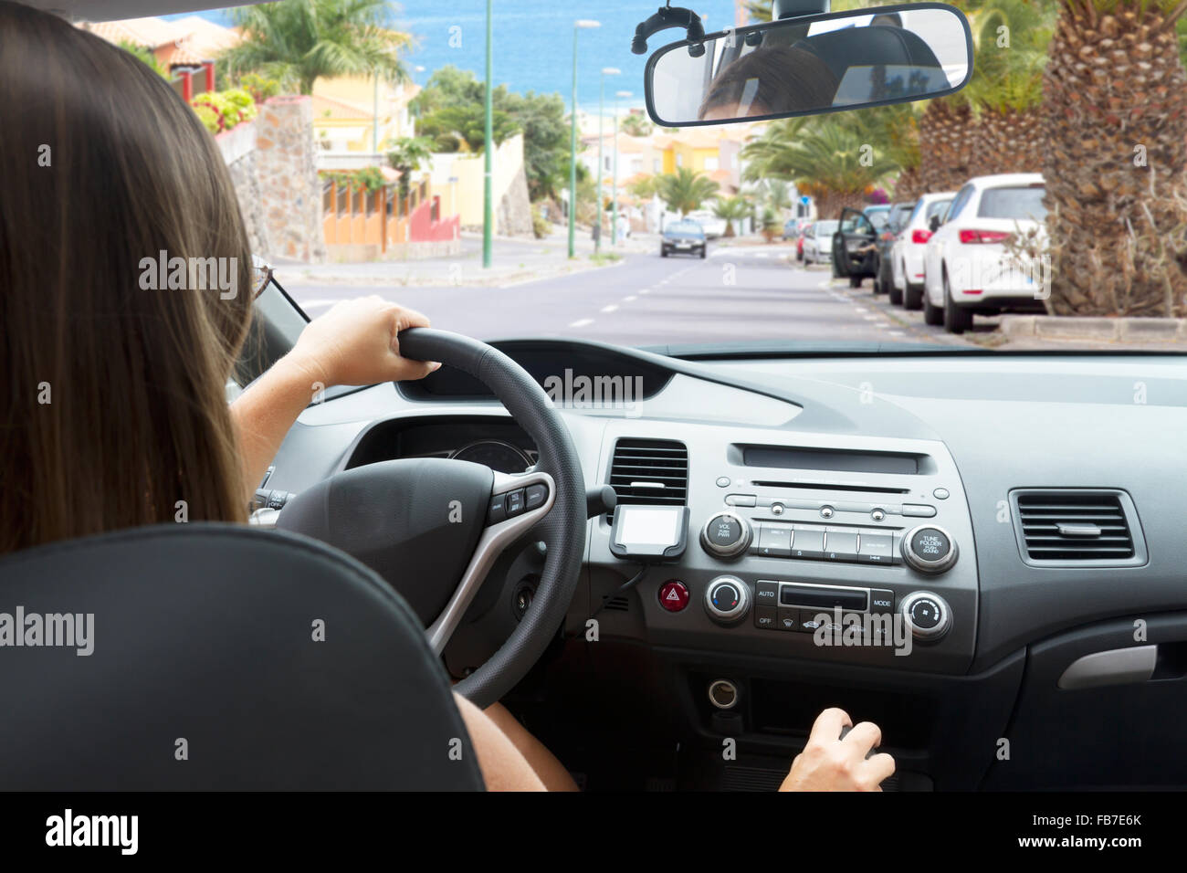 Woman Driving A Car Stock Photo Alamy