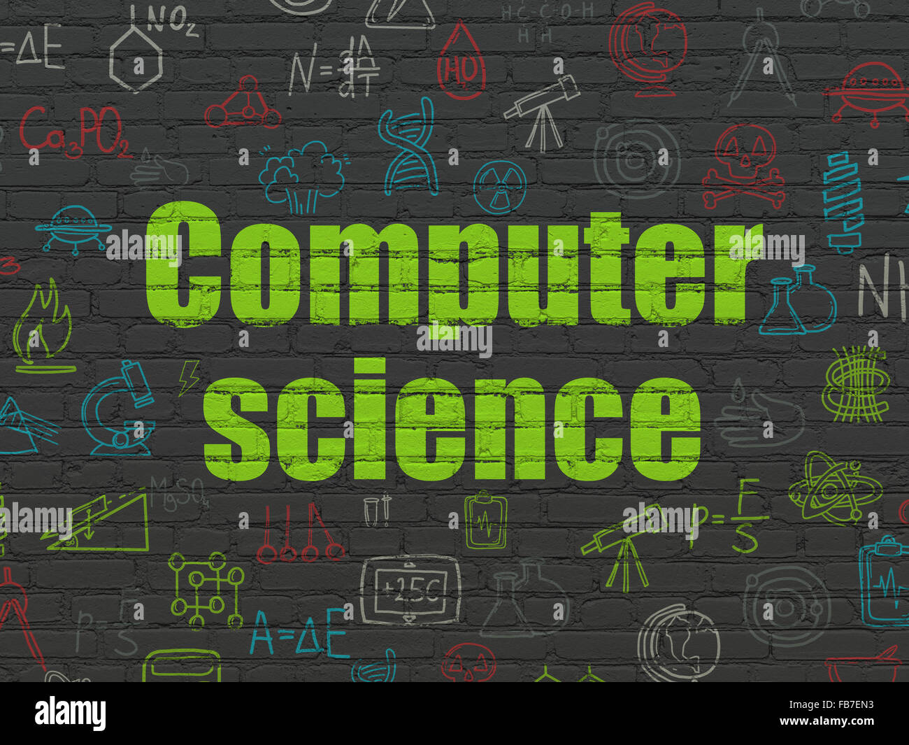 Science concept: Computer Science on wall background Stock Photo - Alamy