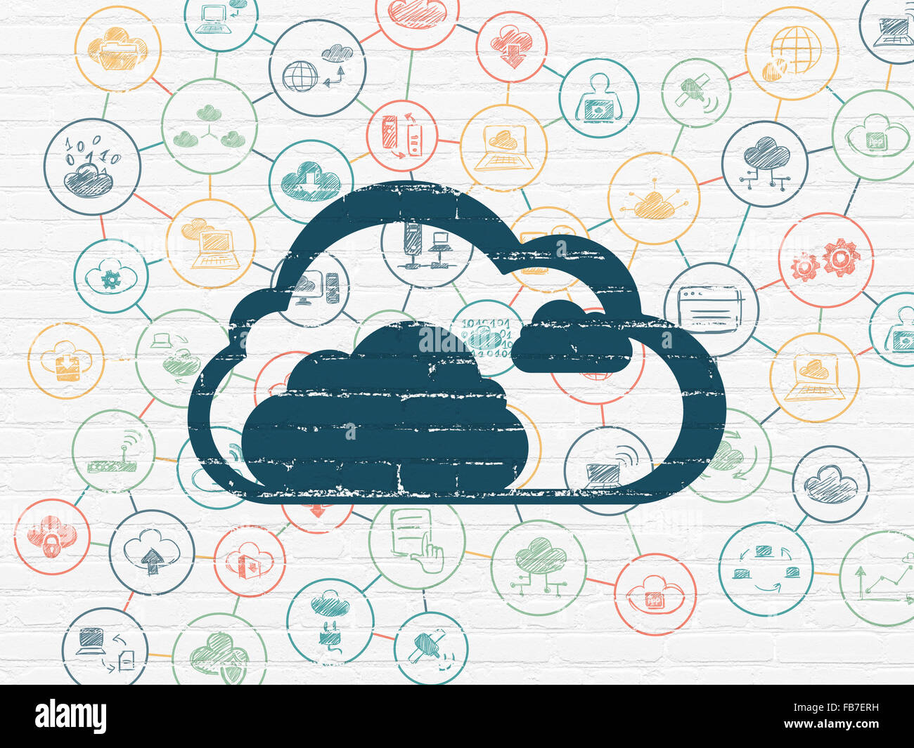Cloud computing concept: Cloud on wall background Stock Photo - Alamy
