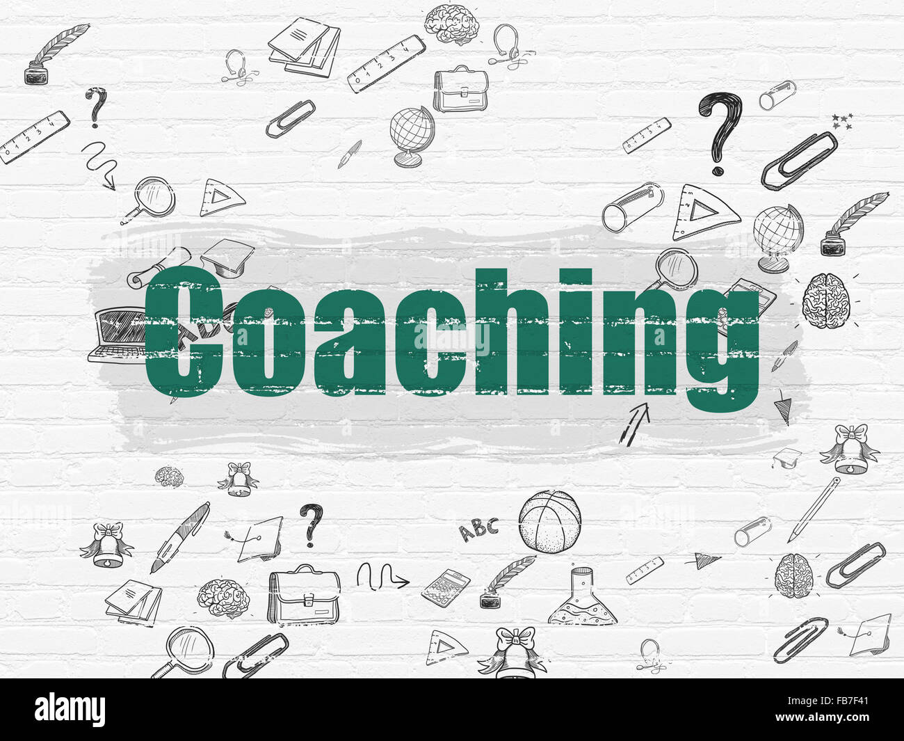Education concept: Coaching on wall background Stock Photo - Alamy