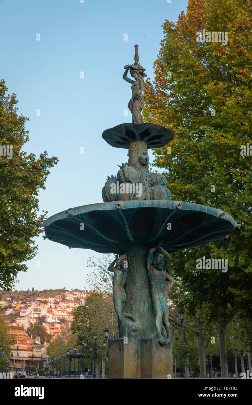 The Pomegranate fountain in Granada or El Fuente de la Granada as it is ...