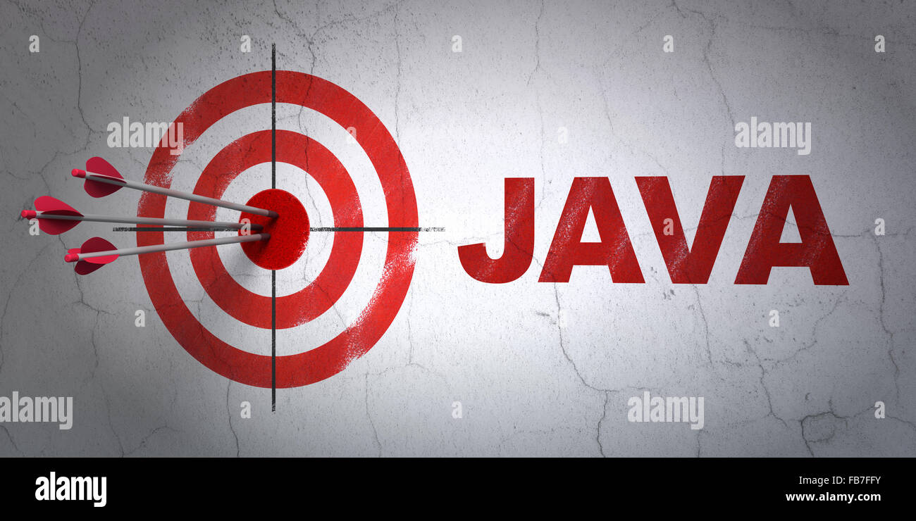Software concept: target and Java on wall background Stock Photo - Alamy