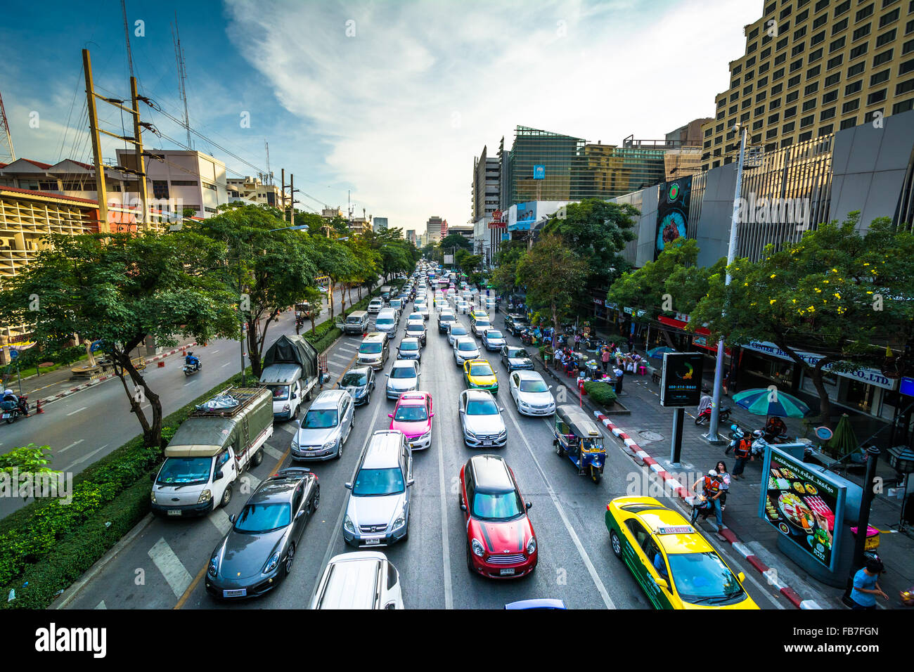 View of traffic on Henri Dunant Road, in Bangkok, Thailand. Stock Photo