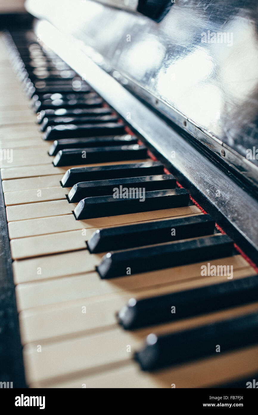 High angle view of piano keys Stock Photo