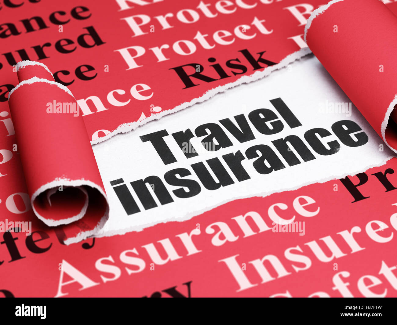 Insurance concept: black text Travel Insurance under the piece of  torn paper Stock Photo
