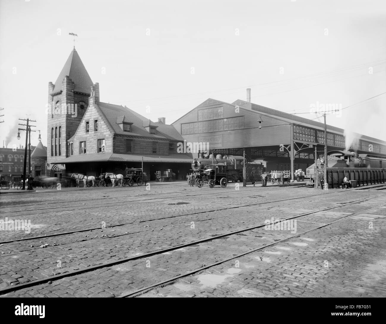 New York Central Railroad Depot, Syracuse, New York, USA, circa 1910 Stock Photo