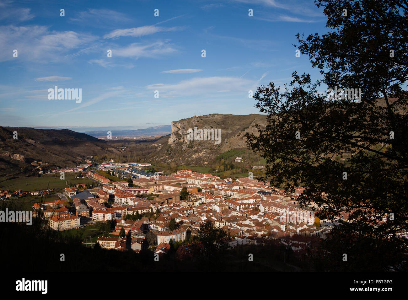 6/11/15 Tourist village of Ezcaray seen from Santa Barbara chapel, La Rioja, Spain. Photo by James Sturcke Stock Photo