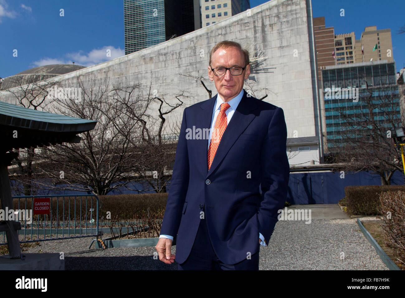 Australian Minister of Foreign Affairs Senator Bob Carr at UN Headquarters in New York. - photo by Trevor Collens Stock Photo