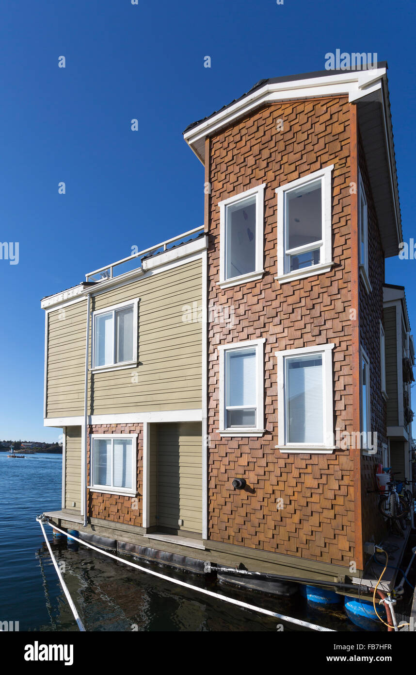 North America, Canada, British Columbia, Vancouver Island, Victoria, House Boats, Fisherman's Wharf Stock Photo