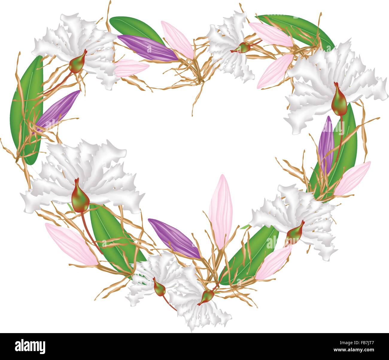 Love Concept, Illustration of White Crape Myrtle Flowers and