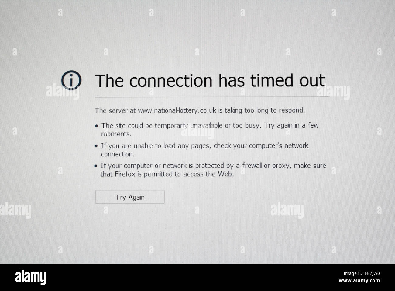 The connection has timed out internet problem stock photo alamy