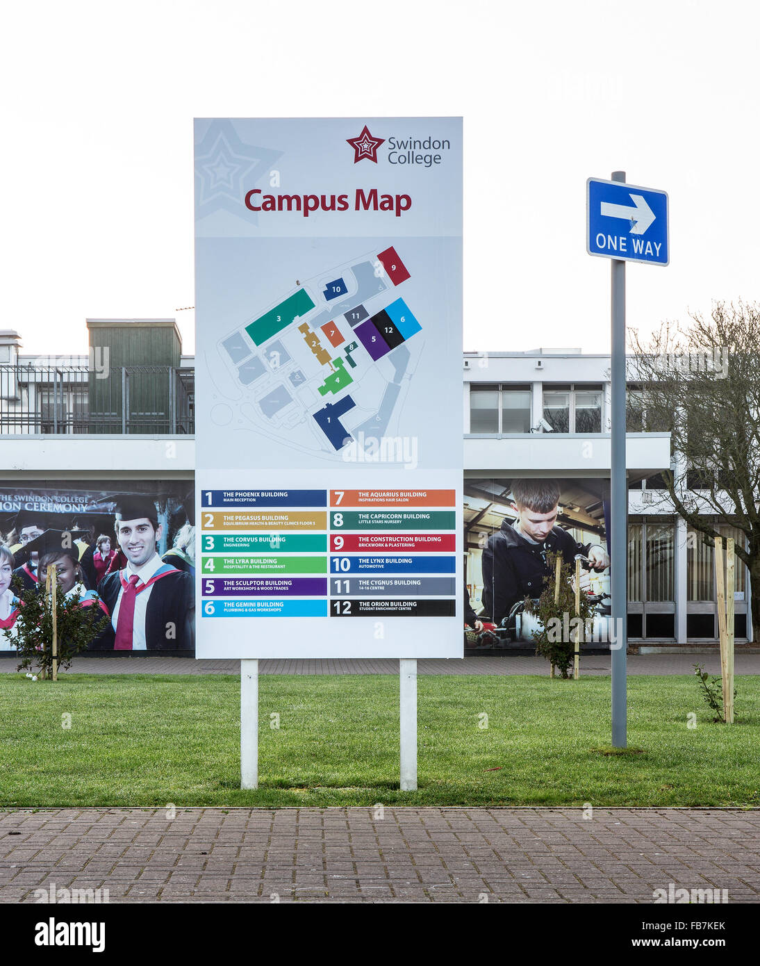 The New College in Swindon, Wiltshire showing the Campus Map Stock Photo