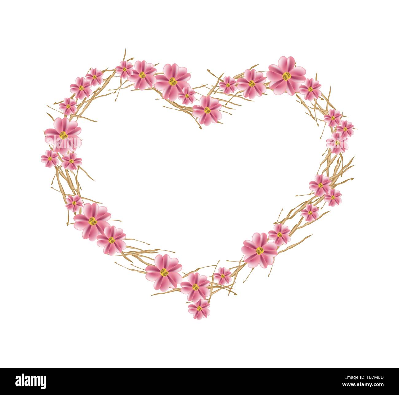 Love Concept, Illustration of Old Rose Yarrow Flowers or Achillea ...