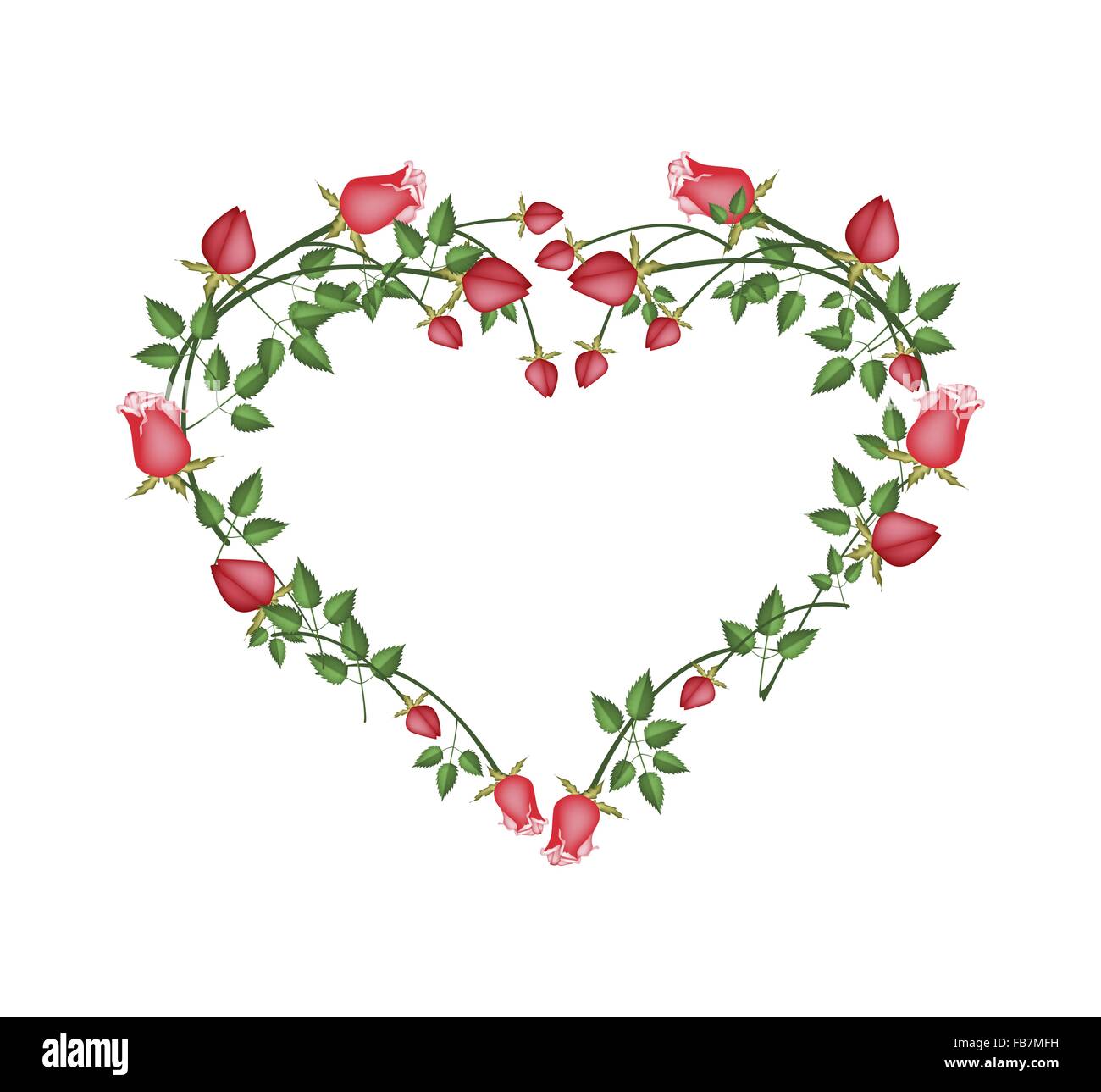 Love Concept, Illustration of Red Roses Forming in Heart Shape Isolated ...