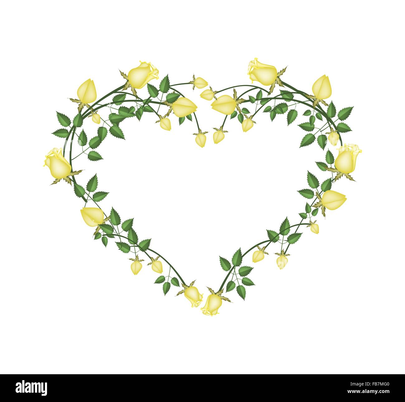 Yellow Roses Heart Shape Love Concept, Illustration of Yellow Roses Forming in Heart Shape ...