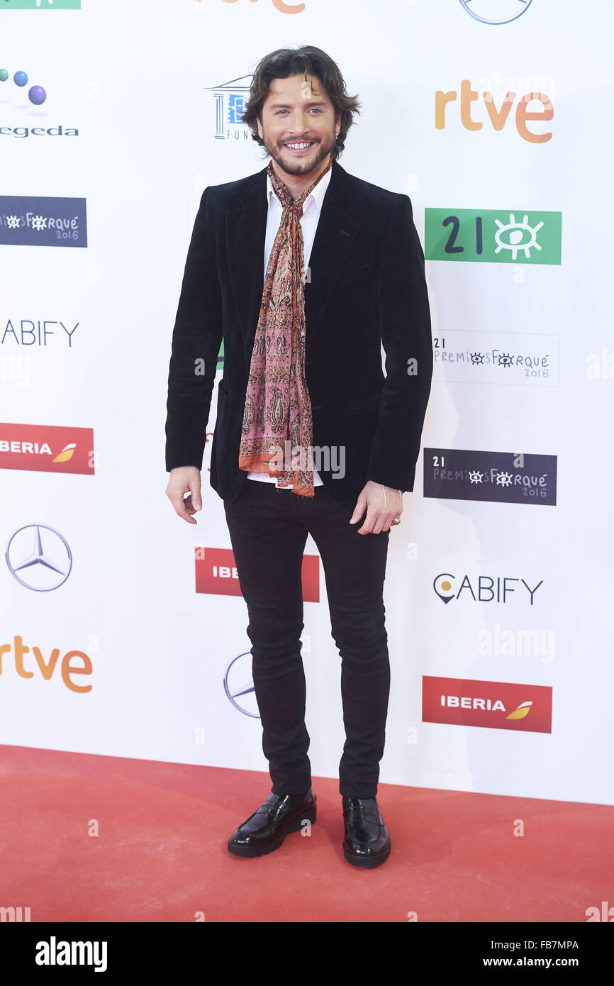 Madrid, Spain. 11th Jan, 2016. Manuel Carrasco attends the 21st Jose Maria Forque cinema awards at the Palacio Municipal de Congresos on January 11, 2016 in Madrid, Spain. Credit:  Jack Abuin/ZUMA Wire/Alamy Live News Stock Photo