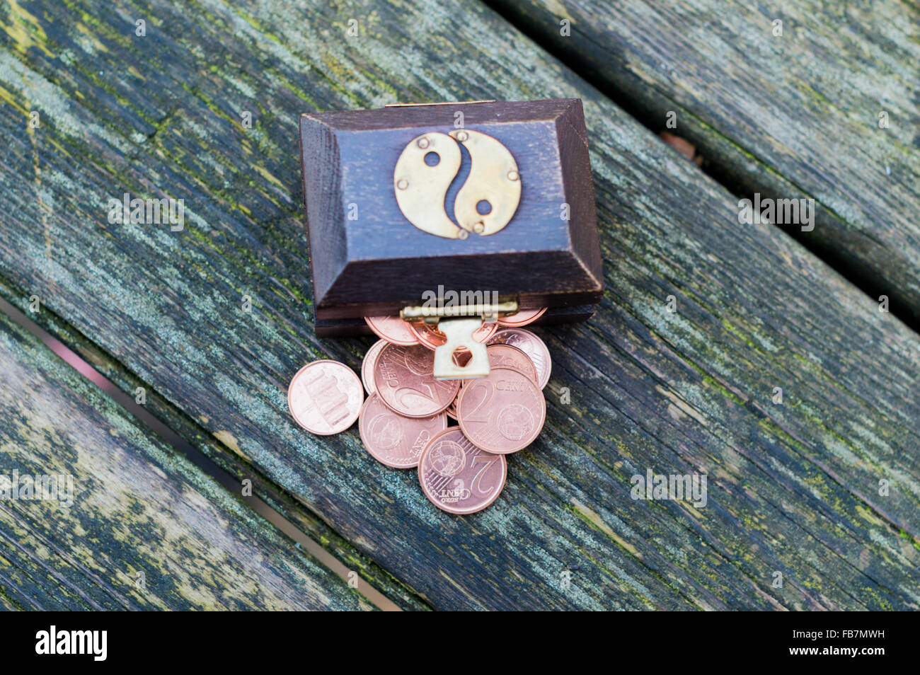 Treasure chest with euro coins Stock Photo