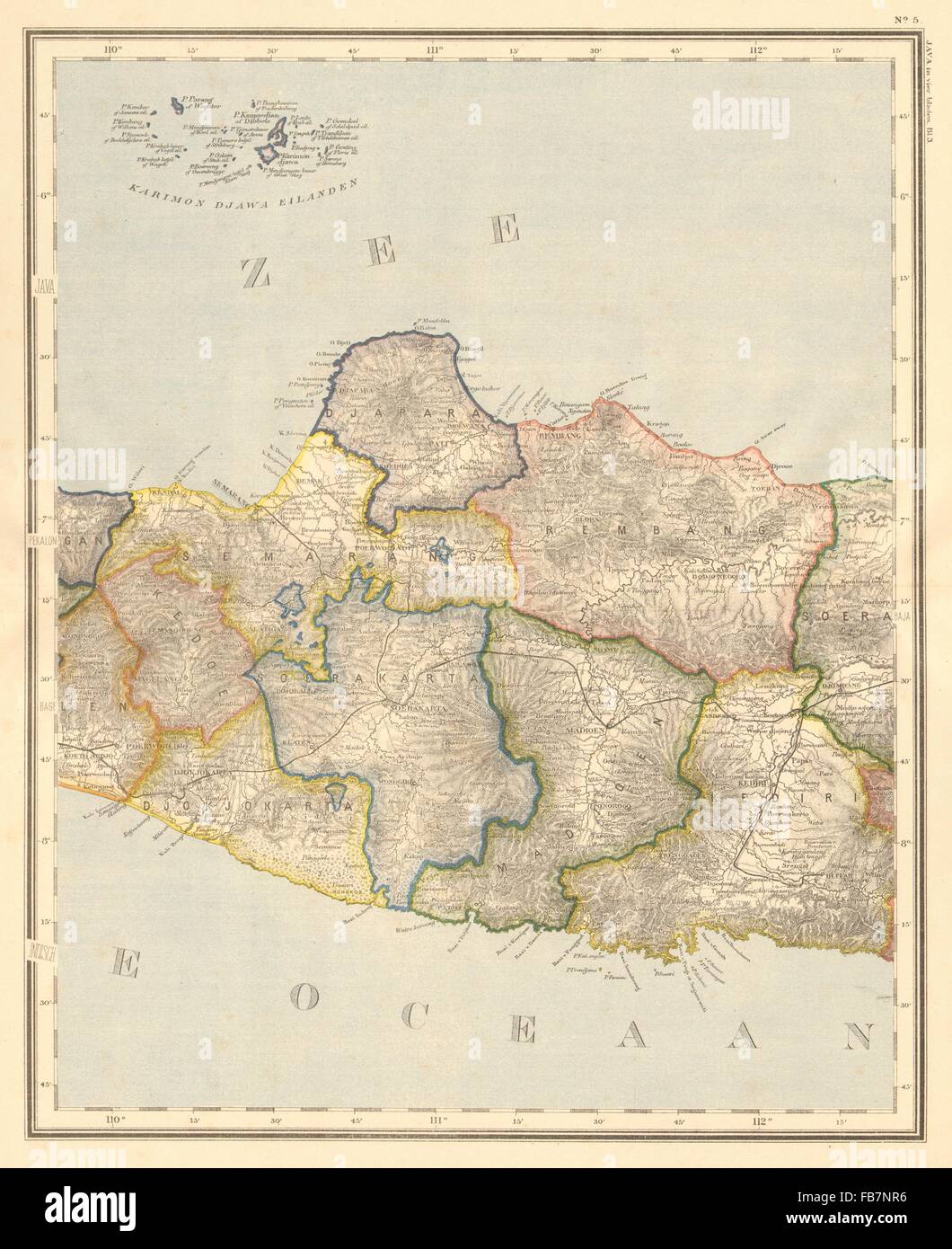 DUTCH EAST INDIES: Indonesia: JAVA. Yogyakarta Semarang. DORNSEIFFEN, 1892 map Stock Photo