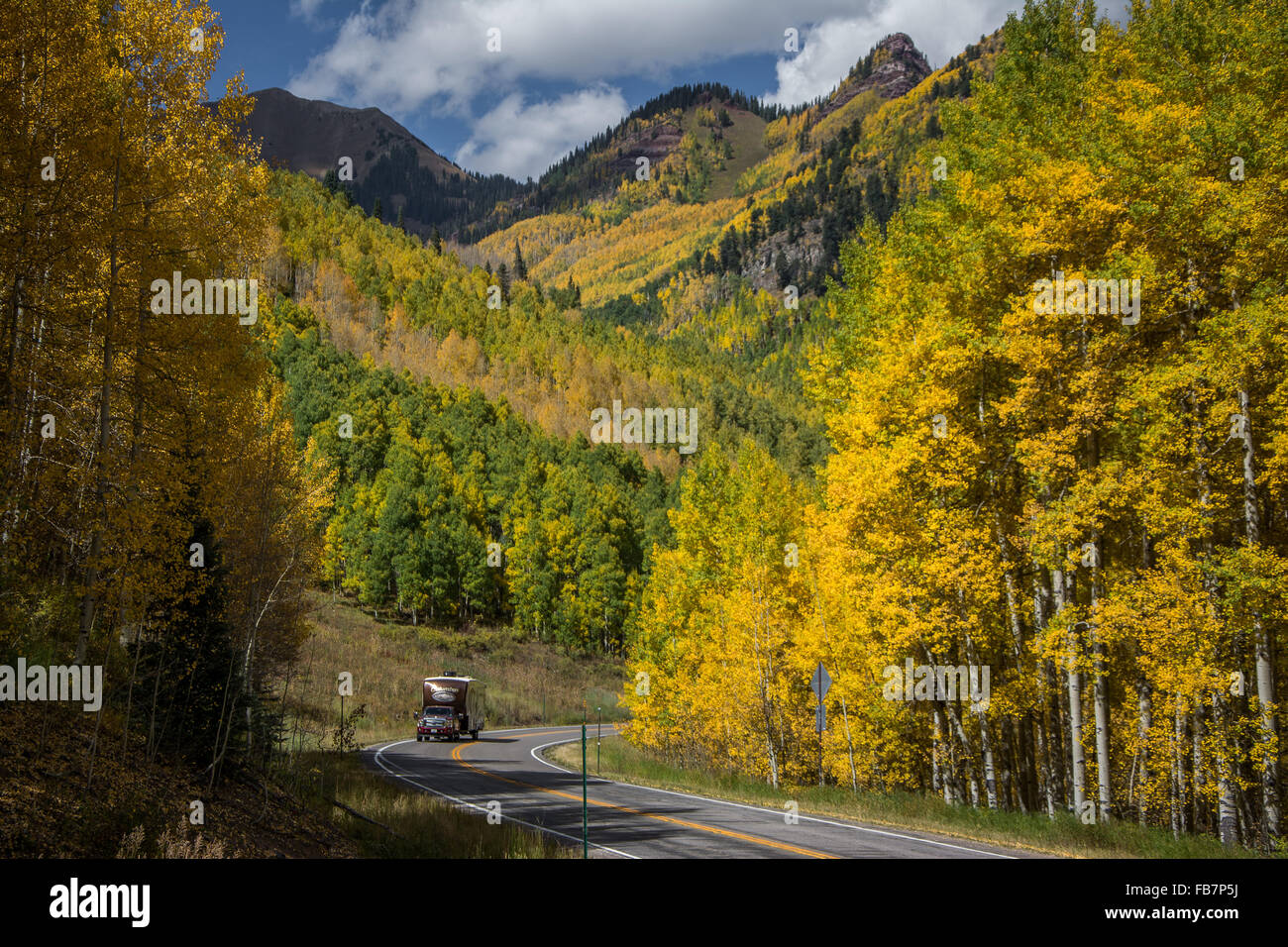 Fall Colors in mountainous Southwestern Colorado USA Stock Photo