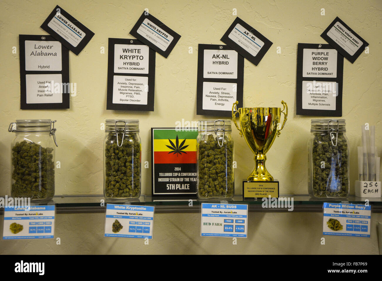 Selling legal marijuana/ cannabis in Colorado, USA Stock Photo